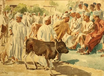 Marché aux bestiaux, Nizwa, Oman (1), 2018 (aquarelle)