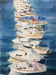 Coucher de soleil, port de Dubrovnik, 2011 (aquarelle)