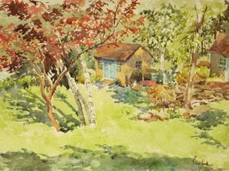 Le hangar à bateaux jaune, 2015 (aquarelle)