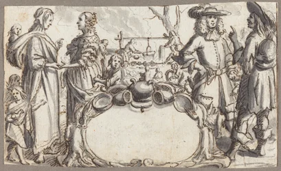 Allégorie de la pauvreté et de la richesse (plume et encre brune avec lavis gris sur papier vergé)