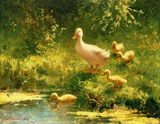 Mère avec des canards