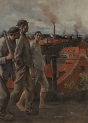 Le retour des mineurs (huile sur toile)