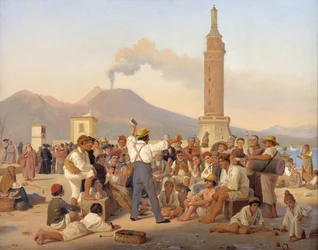 Un récitant de "Roland furieux" au Molo, Naples