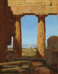 Colonnes du temple de Neptune à Paestum, 1838