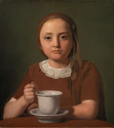 Petite fille, Elise Købke, avec une tasse devant elle