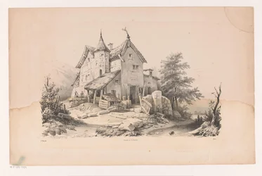 Figures priant dans un paysage