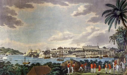 Vue nord-est du Fort Louis, Martinique, gravé par Samuel Alken (1750-1815) 1796