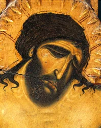 Visage de Jésus souffrant, (détail) du Crucifix par Coppo di Marcovaldo