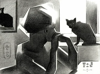 La reine égyptienne et le chat noir
