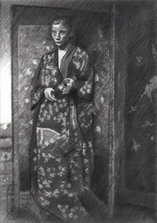 Une femme en kimono japonais élégant