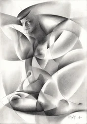 Femme nue géométrique