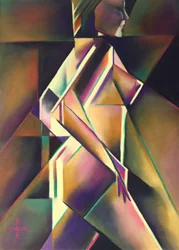 Femme géométrique en mouvement