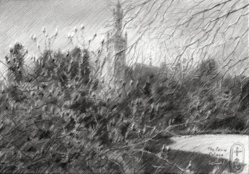 Esquisse au crayon du Palais de la Paix