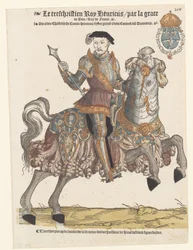 Portrait de Henri II de France en armure à cheval, vers la droite