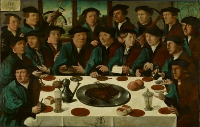 Néerlandais :  De Braspenningsmaaltijd Banquet des membres de la garde civique de l