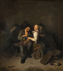 Jeune couple dans une taverne