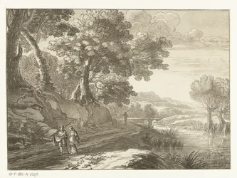 Paysage italianisant avec trois promeneurs