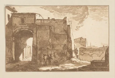 Porte avec voyageur et mulet
