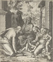 Sainte Famille avec Anne et Jean-Baptiste enfant