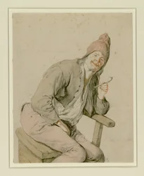 Paysan assis avec une pipe à la main