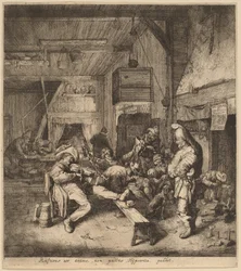 Joueur de violon assis dans une taverne