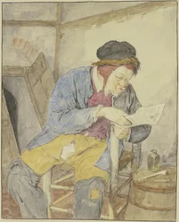 Lecteur de journal près d