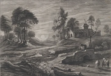 Paysage avec puits