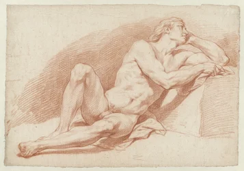 Homme nu assis, appuyé