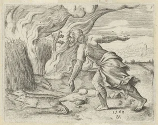 Samson met le feu aux champs de blé des Philistins (Geschiedenis van Simson)