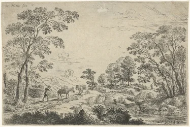 Paysage avec muletier