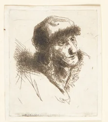 Vieille femme avec bonnet de fourrure