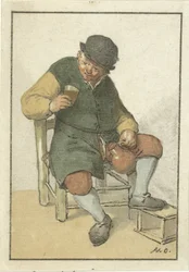 Paysanne assise avec une cruche