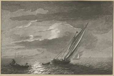 Paysage marin avec pleine lune