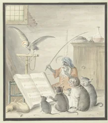 Intérieur avec concert de chats