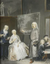 Le peintre paysagiste Dirk Dalens III (1688-1753) avec sa deuxième épouse Maria Schaack (décédée en 1766) et les enfants Anna (née en 1725), Willem (1737-60) et Jacobus (1741-63)