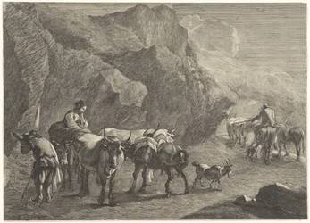Paysage rocheux avec bergers