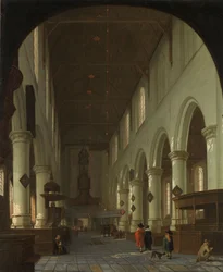 Intérieur de la Oude Kerk de Delft, du chœur vers le portail