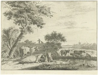 Paysage avec vaches