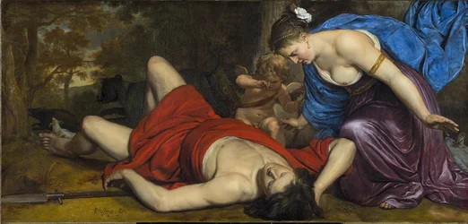 Vénus et Cupidon pleurant Adonis mort