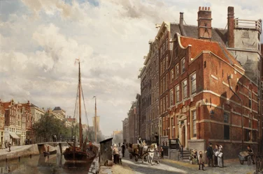 Vue du Comptoir des Courtiers sur le Nieuwezijds Voorburgwal, Amsterdam, 1883