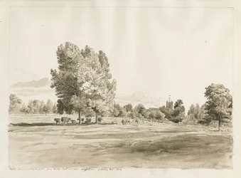 Église de Betley: dessin à la plume et au lavis sépia, Oct 1820