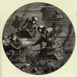 Illustration de Corrado Sarri pour "Vingt mille lieues sous les mers" (Vingt-mille - 20 000 - 20000) de Jules Verne. Edition illustrée des années 1920.