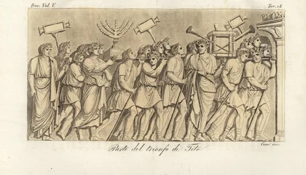 Soldats romains en procession avec des dépouilles de guerre sur l
