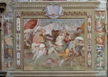 Scène de bataille, tirée des Actes de Godefroy de Bouillon à la prise de Jérusalem, vers 1589-94 (fresque)