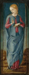 La Vierge Annoncée [panneau central droit], vers 1470-1480 (tempera et détrempe sur panneau)