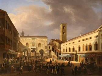 Vue de la Piazza Grande à Bergame