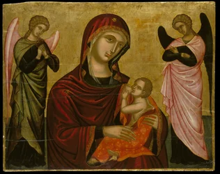 Icône de la Vierge Lactans avec deux anges