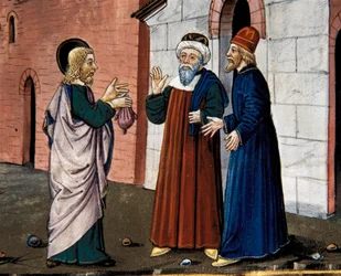 Judas va voir le prêtre et confesse sa trahison du Christ, du Leggendario Sforza-Savoia