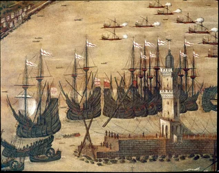 Vue du port de Gênes (détail)