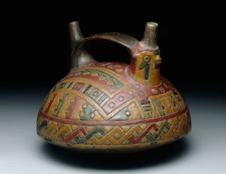 Vase à Double Bec et Anse Dépeignant un Faucon, Horizon Ancien, Époque 8, c.500-400 av. J.-C.